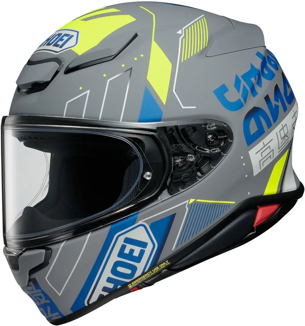 Shoei NXR 2 Accolade TC-10 Helm, grau-gelb, Größe S für Männer