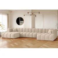 Kaiser Möbel Ecksofa, U-form Sofa Grand U XL  modular stoff Haga Ecru - Beige