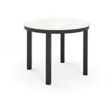 Meblini Esstisch, Weiß Hochglanz, Schwarz, Metall, Rund,Rund, 100x76x100 cm, Esszimmer, Tische, Esstische