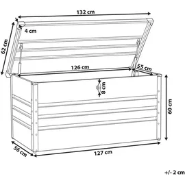 Beliani Auflagenbox Grün Metall 400 l 132 x 62 cm Wasserdicht Abschließbar mit Deckel Garten Aufbewahrungsbox Gartenbox Kissenbox für die Terrasse