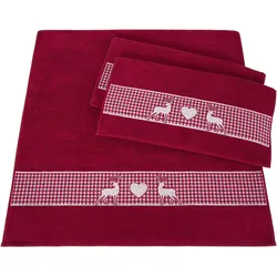 Dyckhoff Handtuch Set »Oktoberfest«, Set, 3 tlg., Frottier, Made in Germany (2 Handtücher, 1 Duschtuch) Dyckhoff granat