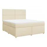 vidaXL Boxspringbett mit Matratze Creme 180x200 cm Stoff