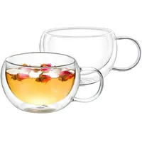 Wilmax - Thermogläser mit Henkel - 2er-Set - 400 ml - Doppelwandige Kaffeegläser - Latte Macchiato Gläser Set - Cappuccino Gläser mit Henkel - Teegläser - Trinkgläser - Thermotasse