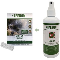 10x5x1 ml SPOT-ON kleiner Hund & 10 x 200 ml Lotion im Set IPERON®+Zeckenhaken