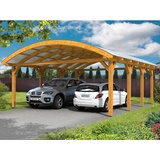 SKANHOLZ Skan Holz Bogendach-Carport Franken 635 x 755 cm, Firsthöhe: 325 cm, lasiert - beige