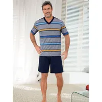 Witt Weiden Shorty Pyjama gestreift Blau/Gelb 44/46