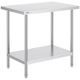 Vevor Edelstahl, Arbeitstisch Küche, Edelstahltisch mit 4 Universalrädern Rollen, Küchetisch für küchenvorbereitungsarbeit, 61 x 91 x 86 cm,