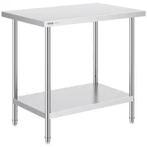 Vevor Edelstahl, Arbeitstisch Küche, Edelstahltisch mit 4 Universalrädern Rollen, Küchetisch für küchenvorbereitungsarbeit, 61 x 91 x 86 cm,
