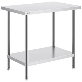 Vevor Edelstahl, Arbeitstisch Küche, Edelstahltisch mit 4 Universalrädern Rollen, Küchetisch für küchenvorbereitungsarbeit, 61 x 91 x 86 cm,