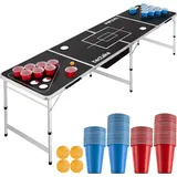 Tectake Bierpongtisch mit Eisfach 100 St. Schwarz