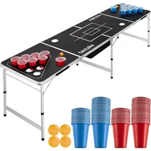 Tectake Bierpongtisch mit Eisfach 100 St. Schwarz
