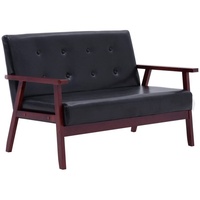 DOTMALL Sofa 2-Sitzer Sofa,Kunstleder, Loveseat,Holzrahmen,Retro-Design schwarz