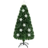 Costway Weihnachtsbaum mit Glasfaser-Farbwechsler und Sternspitze, 150cm