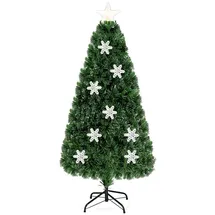 Costway Weihnachtsbaum mit Glasfaser-Farbwechsler und Sternspitze, 150cm