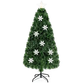 Costway Weihnachtsbaum mit Glasfaser-Farbwechsler und Sternspitze, 150cm