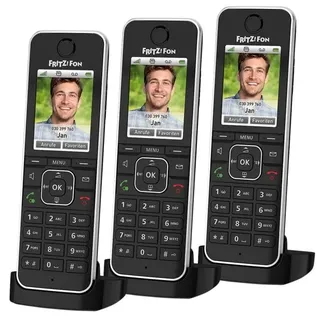 FRITZ! 3x Schnurloses Telefon »FRITZ!Fon C6« schwarz schwarz