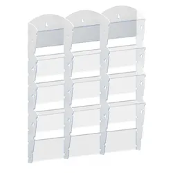 Wand-Plastikhalter für Prospekte - 3x4 A4, weiß