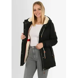 Navahoo Damen, Winterjacke mit Teddyfell Winter Jacke warm gefüttert B991 [B991-Ireliaa-Schwarz-Gr.L] - L