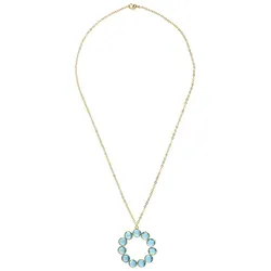 Gemshine Halskette mit Anhänger 'London Blue Blautopas Quarz' gold coloured Hellbraun Damen 