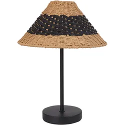 Tischlampe Papiergeflecht beige / schwarz 40 cm Kegelform MOMBA