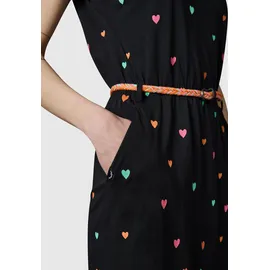 Ragwear Shirtkleid Midikleid Herzchen-Print Schwarz M