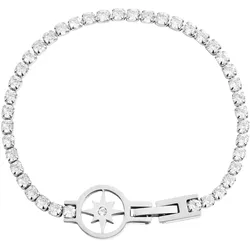 Edelstahlarmband ADELIA ́S "Damen Armband Stern aus Edelstahl mit Strasssteine 17 cm", silber, Armbänder, Damen, 17