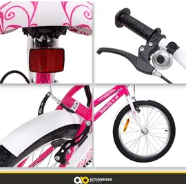 ACTIONBIKES MOTORS Actionbikes Kinderfahrrad Butterfly 20 Zoll Pink, Fahrradständer, Kettenschutz Antirutschgriffe (Pink/Weiß)