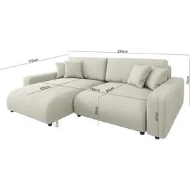 s-style möbel Leon Ecksofa mit Bettfunktion und Bettkasten Beige