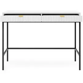 Feldmann-Wohnen Schreibtisch Nova (Metallgestell, 2 Schubladen, klare Kanten, geradliniges Design, 1-St., Riffel-Optik Front, goldfarbene Metallgriffe, ABS-Kanten), 104x50x78cm, Fronten mit ausdrucksstarkem geriffelten Muster weiß