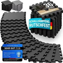 monzana MONZANA® 36x Bodenschutzmatten Fitness & Pool mit Randstücken 30 x 30 cm 3 qm Rutschfest EVA-Schaumstoff Puzzlematte Trainingsmatten Fitnessgeräte