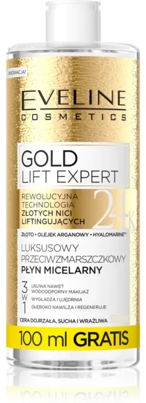 Eveline Cosmetics Gold Lift Expert reinigendes Mizellenwasser für reife Haut 500 ml