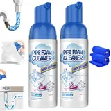 Rohrreiniger-Schaum, Abflussreiniger mit Tube, Sichere und sanfte Formel, Abflussreiniger für Waschbecken, Toiletten, Küche und Waschbecken, Schnell und effektiv, 60 ml (2STÜCK)