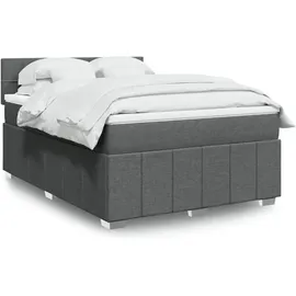 vidaXL Boxspringbett mit Matratze Dunkelgrau 140x200 cm Stoff