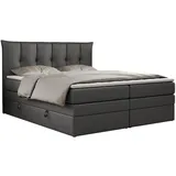 MKS Boxspringbett PREMIUM 10 KING 160/200 Dunkelgrau Kunstleder - H3