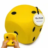 alldoro 63106 XXL Schaumstoff-Würfel Gelb, 15 x 15 cm, großer Soft-Spielwürfel, weich & leise, Spielen & Lernen, Indoor & Outdoor