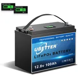 UBETTER 12V 100Ah Mini LiFePO4 Batterie, 12V Lithium Akku mit Monitor und 100A BMS, 4000+ Zyklen LiFePO Akku, Unterstützung in Serie/Parallelschaltung, perfekt als Stromquelle für Innen und Außen