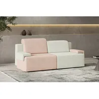 MOEBLO Schlafsofa HOOK, Modernes Design mit Schlaffunktion und Bettkasten, Schlafcouch Sofa Couch für Wohnzimmer Schlafsofa Federkern Sofagarnitur Polstersofa, -(BxHxT):200x88x98 cm rosa