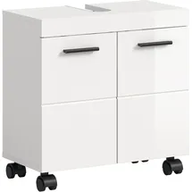 WELLTIME Waschbeckenunterschrank WELLTIME "AVON, Breite 60 cm, 2 Türen, 1 Einlegboden, 2 Fächer", weiß, weiß hochglanz, B:60cm H:58cm T:30cm, FSC-zertifizierter Holzwerkstoff, Schränke, Waschbeckenunterschrank, Badmöbel, Badschrank, Unterschrank, Waschtisch,
