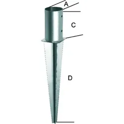 Einschlagbodenhülse tzn 101 f. Rundholz
