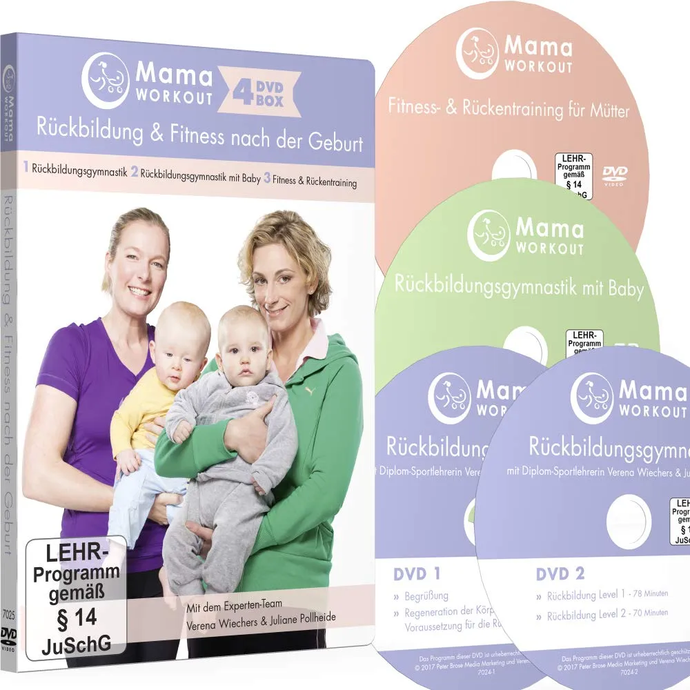 MamaWORKOUT - Rückbildung & Fitness nach der Geburt - 4-DVD-Box zum Sparpreis ++ 1. Rückbildungsgymnastik (neue Version) ++ 2. Rückbildungsgymnastik ... für Mütter ++ von Expertin Verena Wiechers (Neu differenzbesteuert)