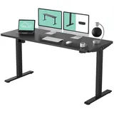 FLEXISPOT Schreibtisch Basic-Series (mit einteiligen Tischplatten), Elektrisch höhenverstellbarer Schreibtisch, 2- Fach-Teleskop schwarz 160 cm x 80 cm