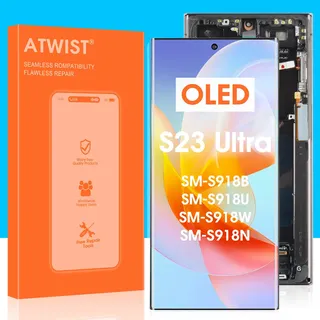 Atwist OLED Bildschirm für Samsung Galaxy S23 Ultra 5G Display für Samsung S23 Ultra 5G LCD Bildschirm SM-S918B SM-S918B/DS SM-S918U Touchscreen Digitalisierer Glas Montage mit Rahmen (Schwarz)