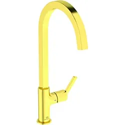 Ideal Standard Gusto Küchenarmatur BD411A2 brushed gold, mit hohem eckigen Rohrauslauf