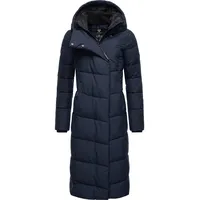 Ragwear Damen atmungsaktiver Wintermantel warmer wasserdichter Steppmantel lang mit Kapuze Pavla Long Intl Navy Gr. S - S
