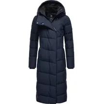 Ragwear Damen atmungsaktiver Wintermantel warmer wasserdichter Steppmantel lang mit Kapuze Pavla Long Intl Navy Gr. S - S