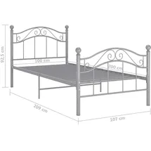 vidaXL Bett 100 x 200 cm Grau