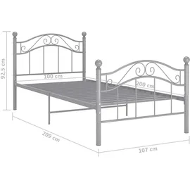 vidaXL Bett 100 x 200 cm Grau