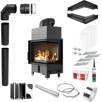 Kratki Kamin KRATKI FLOKI S Rechts 8kW Ø160 Schwarz Eckig Set mit Schließung