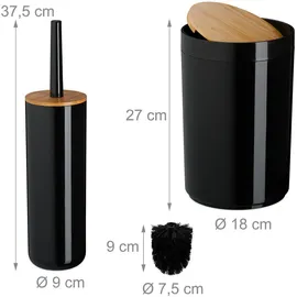 Relaxdays Badezimmer Set Badaccessoire-Set Schwarz/Natur