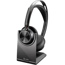 Poly HP Poly Voyager Focus 2 - USB-C/A-Adapter Ladestation Kabellos, USB-C), Office Headset, Schwarz